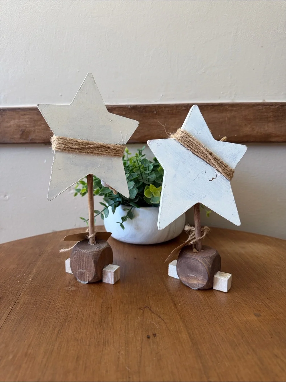 Rustic Burlap Star USA Holiday Table Decor - Set of 2